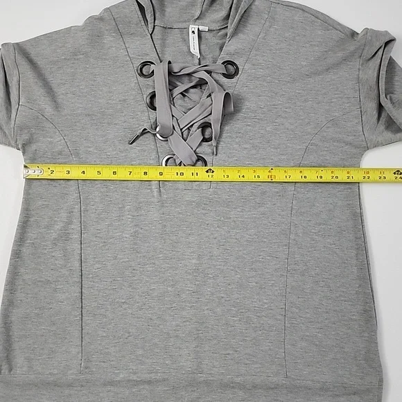 Cable & Gauge Women's Grey Pullover Hoodie Lace Up Neck Size XL - Picture 10 of 11